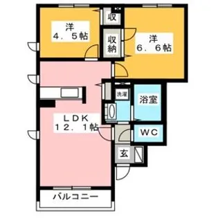 ドルチェ三園平【B101号室】の間取り