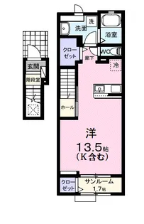 ガーデン ハウス イナバ Ⅱ【2階】の間取り