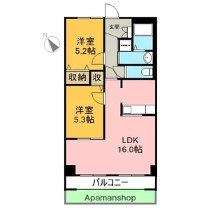 エスペランサひなた(南東側)【105号室】の間取り