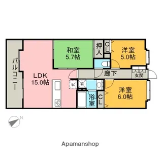 アーバンシティ富士宮・矢立町【906号室】の間取り