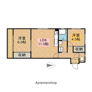 2LDKの間取り画像