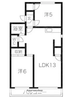 五平ハイツB【2階】の間取り