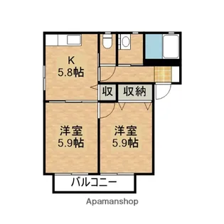 メゾンドグレース【Ⅱ201号室】の間取り