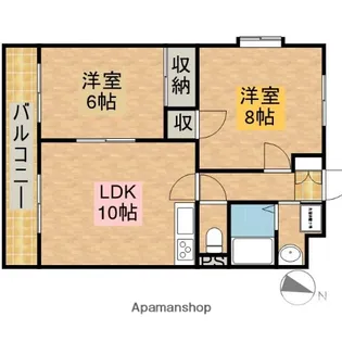 ヴィルヌーブ佐鳴台【306号室】の間取り