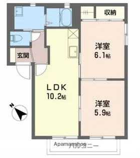 ハイツカモ2【2階】の間取り