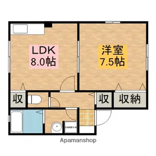 シェ・モア志都呂A【102号室】の間取り