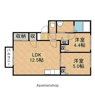 コーポ潮鳴【A202号室】の間取り