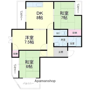 クインズコート鴨江【2階】の間取り