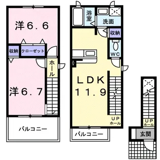 アンソレイエS【2階】の間取り