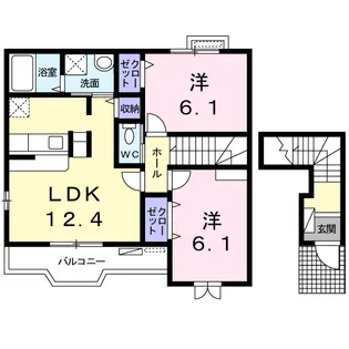 カーサエルモーサ【2階】の間取り