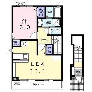バーディクレフD【2階】の間取り