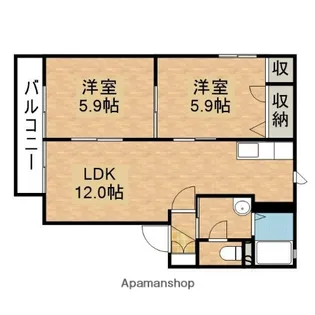アプリコット【C202号室】の間取り