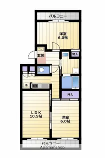 レイクパレス中村B【4階】の間取り