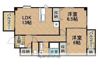 シュプールしのはらⅩⅡⅩⅢ【102号室】の間取り