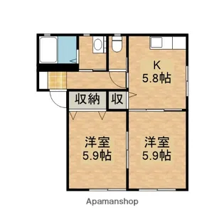 キオラ・カズA【202号室】の間取り