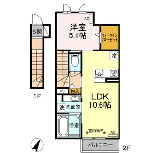 ラ ペ・クロシェットM【2階】の間取り