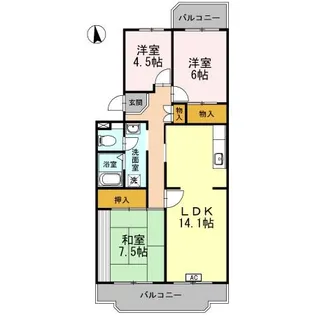 ソシアおおはし【1階】の間取り