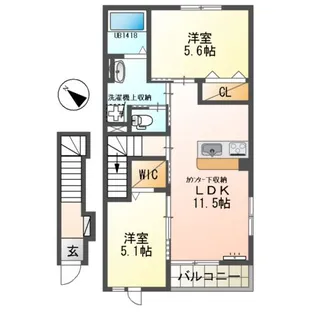 ルナ白羽【2階】の間取り