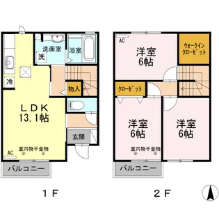 静岡県浜松市中央区富塚町【テラスハウス】の間取り