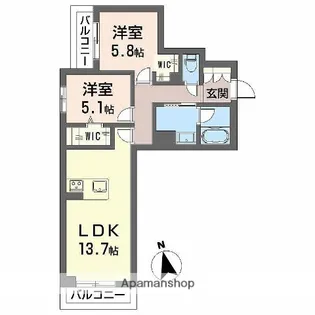 AXIS助信【305号室】の間取り