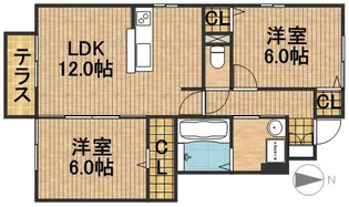 S.U.N COURT B【1階】の間取り