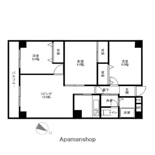 ライフ第5マンション大平台【5階】の間取り