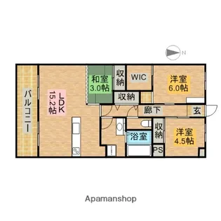ヴィーブル東若林【3-B号室】の間取り