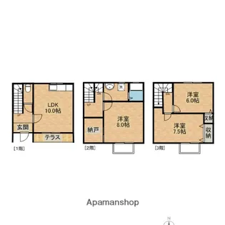 静岡県浜松市中央区渡瀬町【テラスハウス】の間取り