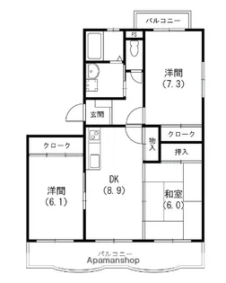 エクレールB【3階】の間取り