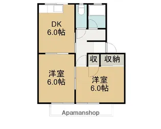 コーポ神谷Ⅰ・Ⅱ【1-102号室】の間取り