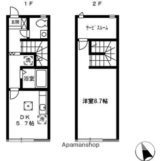 静岡県浜松市中央区中野町【テラスハウス】の間取り