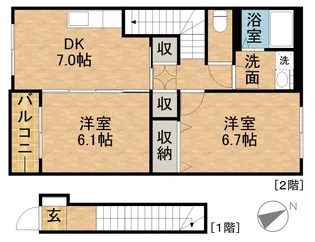 ユシェロA【2階】の間取り