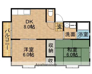 サンビレッジエリカB【1階】の間取り