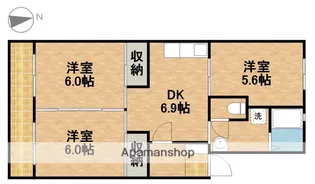 片橋ハイツ【3階】の間取り