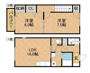静岡県磐田市明ケ島原【テラスハウス】の間取り