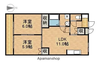 メゾンワシヅ【202号室】の間取り