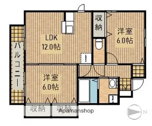 ロイヤルタウン染地台B【1階】の間取り