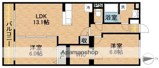 グランストーク下平川【1階】の間取り