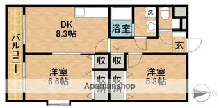 アメニティーベルⅡ【201号室】の間取り