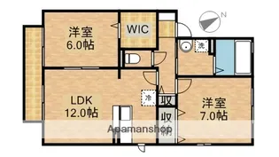 ポワールトゥワイスB【1階】の間取り
