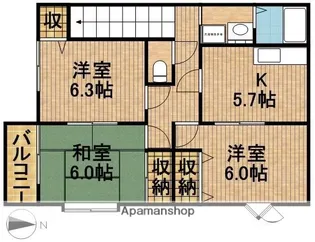 ハイステージカーサ【202号室】の間取り
