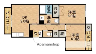 2DKの間取り画像