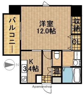 ザ クレスト元浜【4階】の間取り
