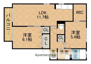 T.TOWNノースコート【201号室】の間取り
