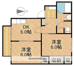 ア・レ・シュロスA【202号室】の間取り