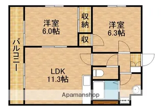 マイルストーン【2C号室】の間取り