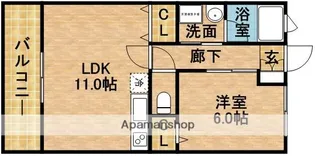 サンビュー新居A【2階】の間取り