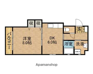 1DKの間取り画像