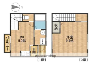 静岡県浜松市中央区富塚町【テラスハウス】の間取り