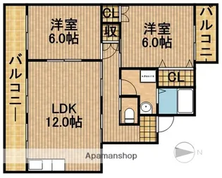 ソシア安松【4階】の間取り